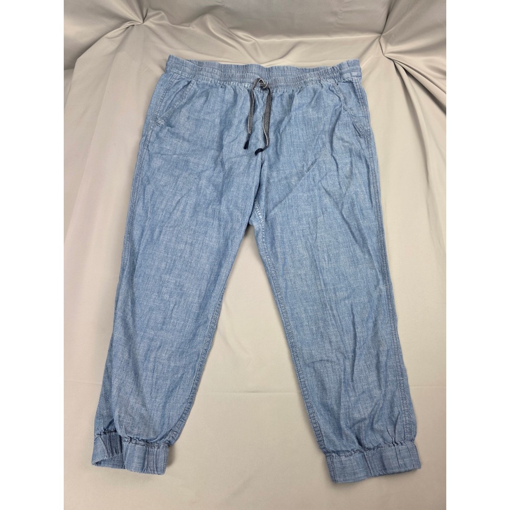 J.Crew Chambray Jogger Pants Light Wash Blue Drawstring Waist Womens Size 14